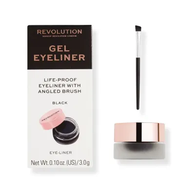 Makeup Revolution Gel Eyeliner Pot With Brush Black 3g