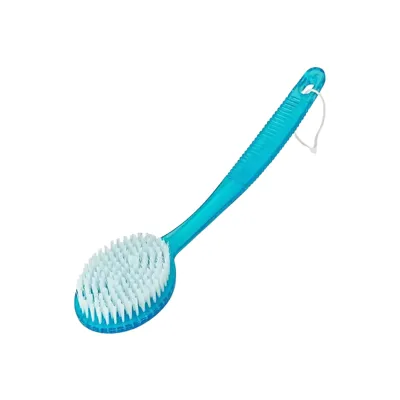 Athena Long Handle Plastic Bath Brush - Blue