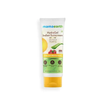 Mamaearth hydraGel indian sunscreen with aloe vera & raspberry for sun protection 50g