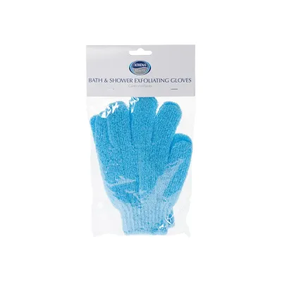 Athena Bath And Shower Exfoliating Gloves - Blue