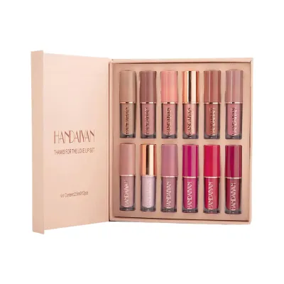 Handaiyan 12 Color Matte Liquid Lipstick Set Long-Lasting Smudge Proof