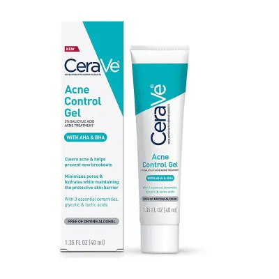 Cerave Acne Control Gel 2% Salicylic Acid Acne Treatment With AHA & BHA 40ml (USA)