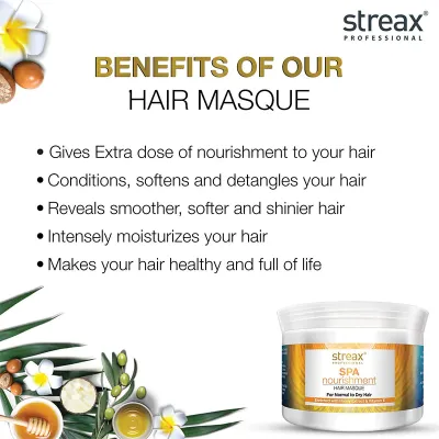 Streax Professional Spa Nourishment Hair Masque Normal To Dry Hair With Honey Extract & Vitamin E 500g