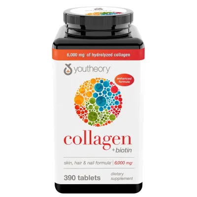 Youtheory Collagen + Biotin Skin, Hair & Nail Formula 390 Tablets