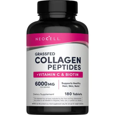 Neocell Grassfed Collagen Peptides + Vitamin C & Biotin, 180 Tablets