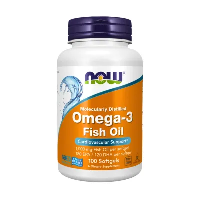Now Foods Molecularly Distilled Omega-3 Fish Oil Cardiovascular Support 100 Softgels	