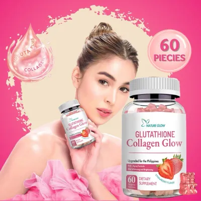 Nature Glow Glutathione Collagen Glow Strawberry Flavor, 60 Organic Chewable Gummies	