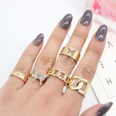 5 Pcs Chain Finger Ring Set