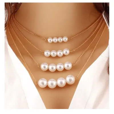 4 Layer Pearl Necklace For Women
