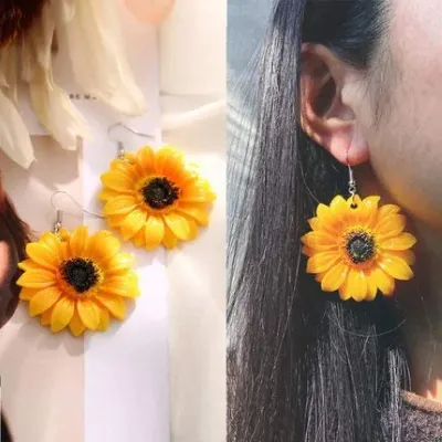 Korean Style Big Sunflower Earrings