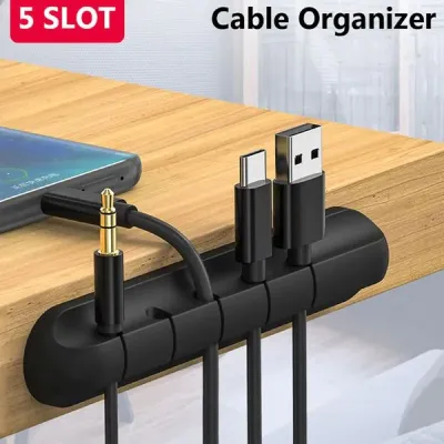 5 Slot Self-adhesive Flexible Silicone Cable Holder Organizer