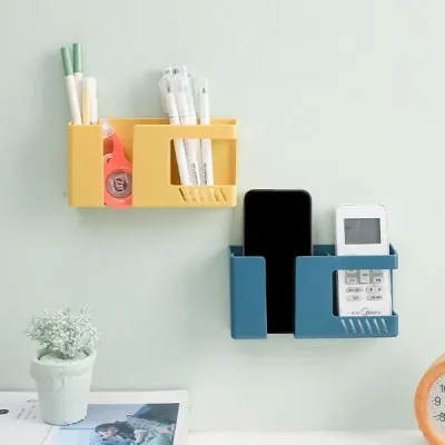 Wall Mounted Organizer Storage Box Remote Holder & Mobile Phone Wall Charging Holder