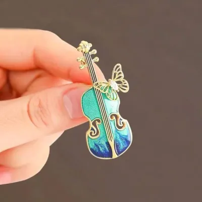 Blue Violin Hijab Brooch Pin