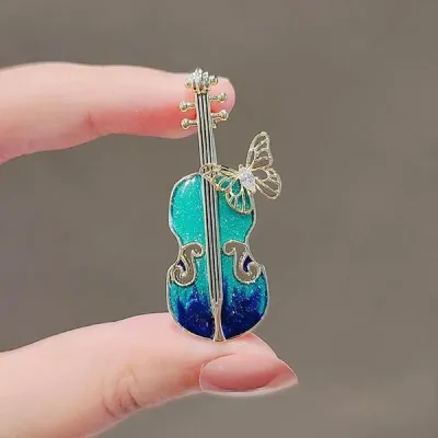 Blue Violin Hijab Brooch Pin