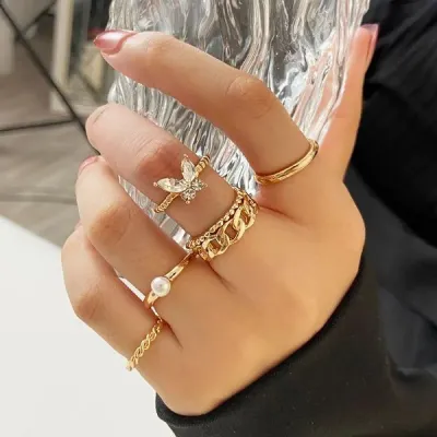 5 Pcs Small Butterfly Finger Ring Set