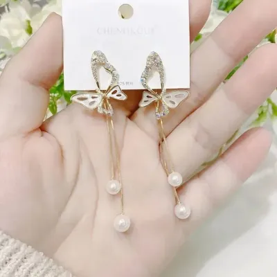 White Butterfly Earrings