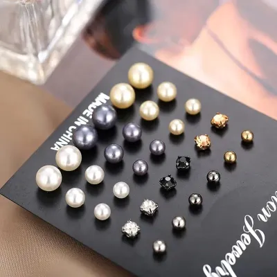 15 Pair Pearl Ear Ring Set