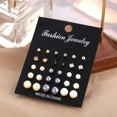 15 Pair Pearl Ear Ring Set