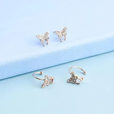 No Piercings Mini Butterfly  Earrings  ( 4 Pc/ 2 Pair )