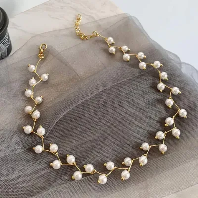 Pearl Chokar Necklace ( Golden) 
