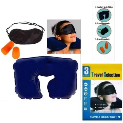 3 in 1 Travel Pillow Set  - Neck Pillow, Sleeping Eye Mask and Ear Plug