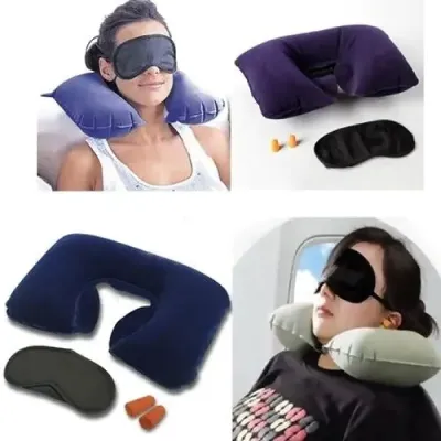 3 in 1 Travel Pillow Set  - Neck Pillow, Sleeping Eye Mask and Ear Plug