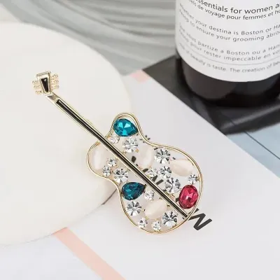 Crystal Rhinestone Guitar  Hijab Brooch / Hijab Pin 