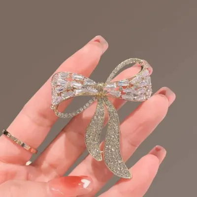 Rhinestone Bow Hijab Brooch / Hijab Pin ( 1 Pc) 