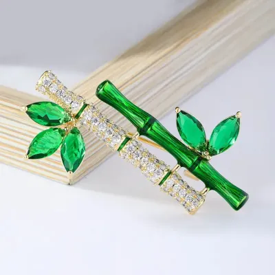 Green leaf Bamboo Hijab Brooch /Hijab Pin ( 1 Pc) 