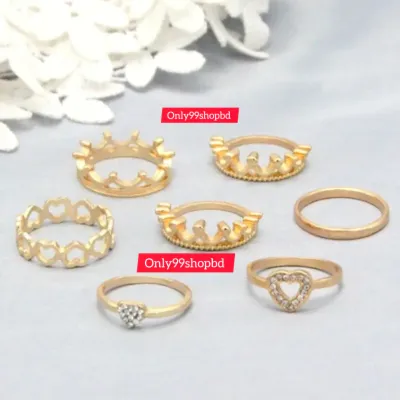 7 Pcs Crown Finger Ring Set