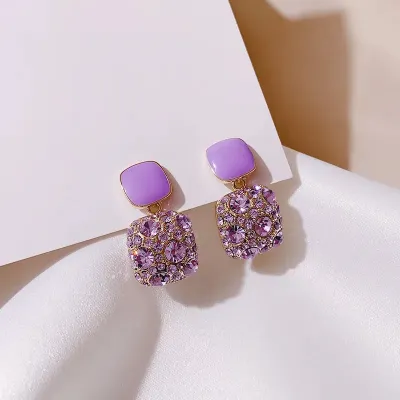 Purple Crystals Earrings (1 Pair) 