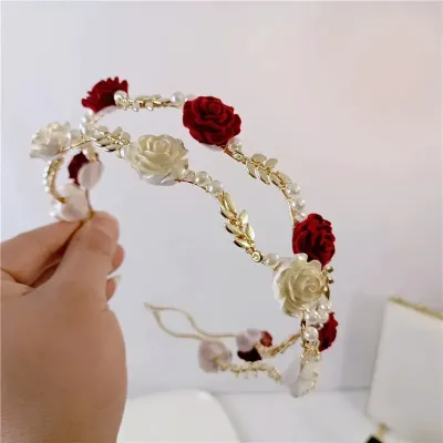 Red Rose Headpiece Headband 1 Pc