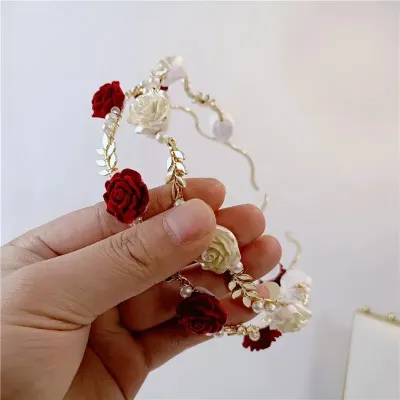 Red Rose Headpiece Headband 1 Pc