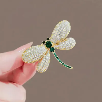 Green Crystal Dragonfly Hijab  Brooch / Hijab Pin 