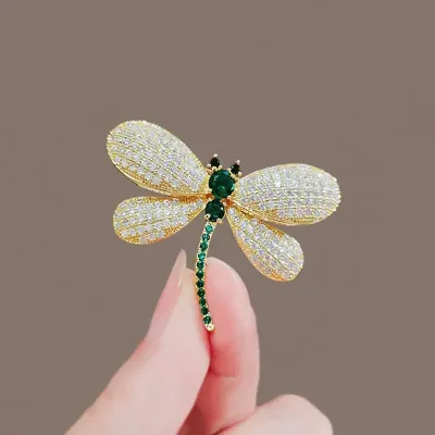 Green Crystal Dragonfly Hijab  Brooch / Hijab Pin 