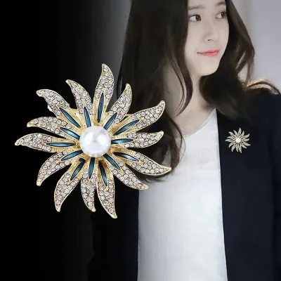 Rhinestone Sunflower Hijab Brooch / Hijab Pin 