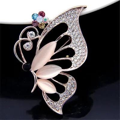 Opal Rhinestones Butterfly Hijab Brooch / Hijab Pin 