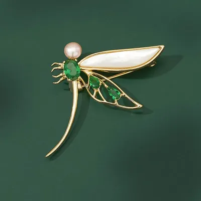 Green Dragonfly Pearl Hijab Pin 