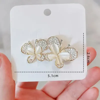  Two Butterfly Opal Trendy Hijab Brooch Pin 