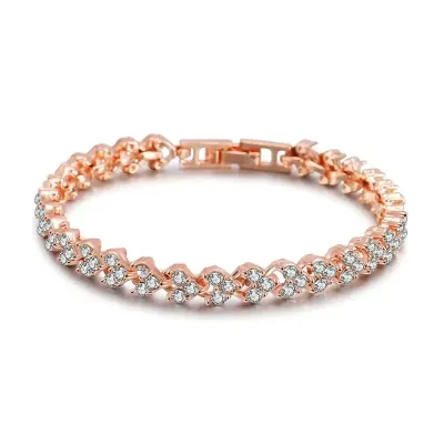 Diamond Cut Love Crystal Chain Bracelet 