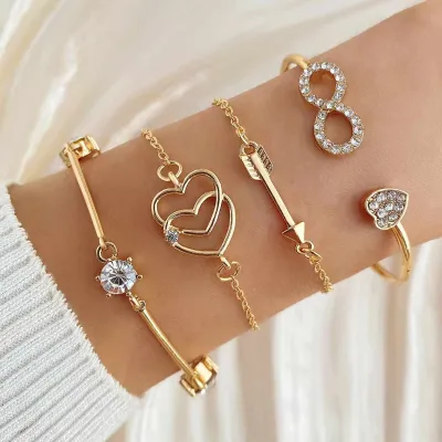 4 Pcs Infinity Arrow Double Love Bracelet Set