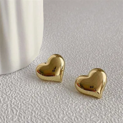 Small Heart Love Gold Colour Earrings 