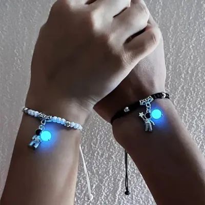 2 Pcs Couple Glow  Charm Bracelet Set 