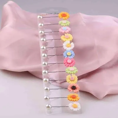 Pearl Sunflower Hijab Pin/ Hijab Safety  Pin  (12 pc)