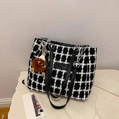 Canvas  Plaids Classical Checkered Shoulder Bag