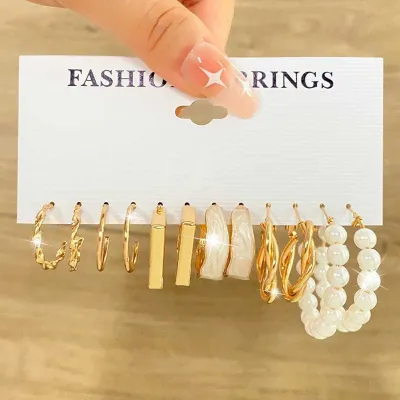 6 Pairs Tiny C Shape Hoop Earrings Set 