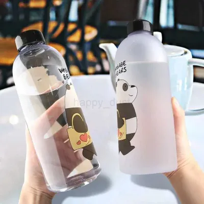 1000 ml Bear  Water Bottle with Straw (Transparent)