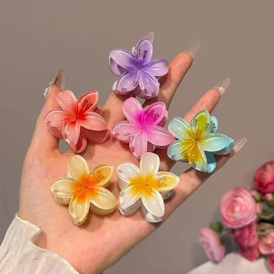 Colorful Plumeria Flower Small Hair Clips ( 2 Pc)