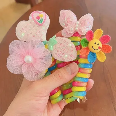 Colourful Telephone Baby Hair Rubber Band (2 Pc ) 