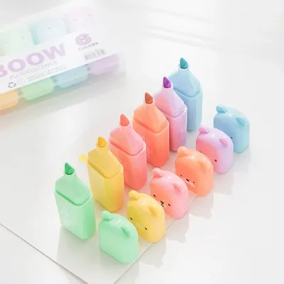 6pcs Kawaii Bear Highlighter Pen Set 